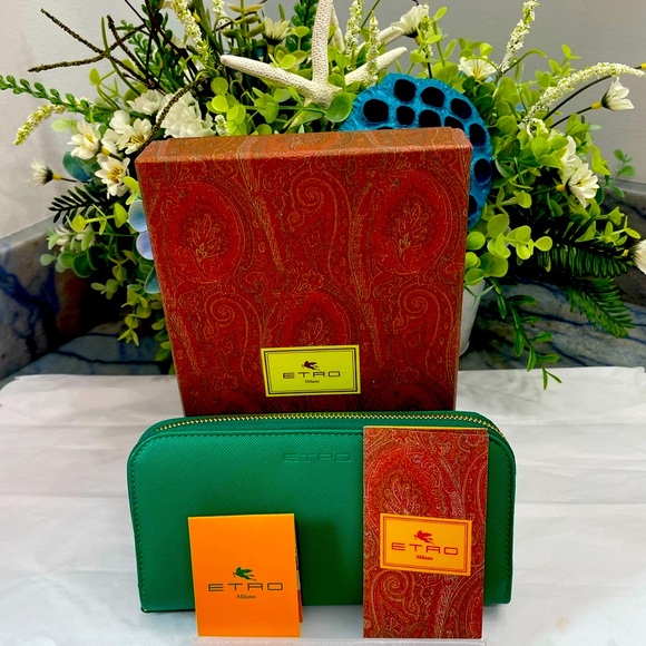 ETRO Milano Zip Around Continental Long Wallet Made In Italy ~ NWT! - Picture 4 of 17